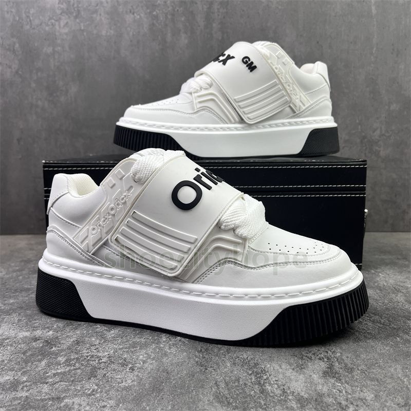 designer shoes white leather platform sneakers easy-on velcro closure versatile trainers casual breathable non-slip mens shoes size 39-44