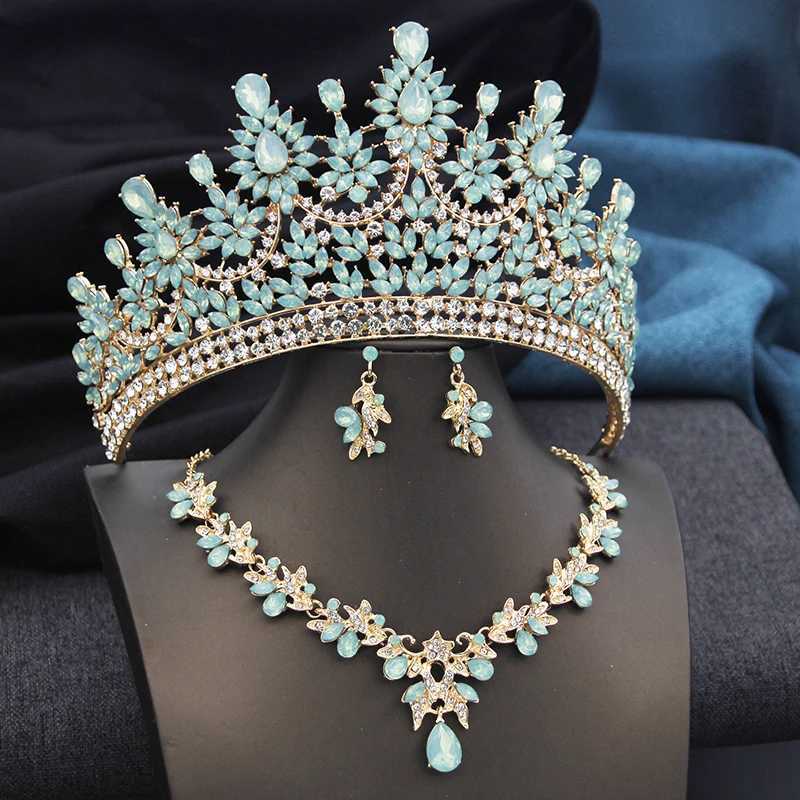 Big Tiaras With neckle earrings Bridal Jewelry Sets for Women Brides Wedding Crown Prom Birthday Party Costume cessories L250928CPL5