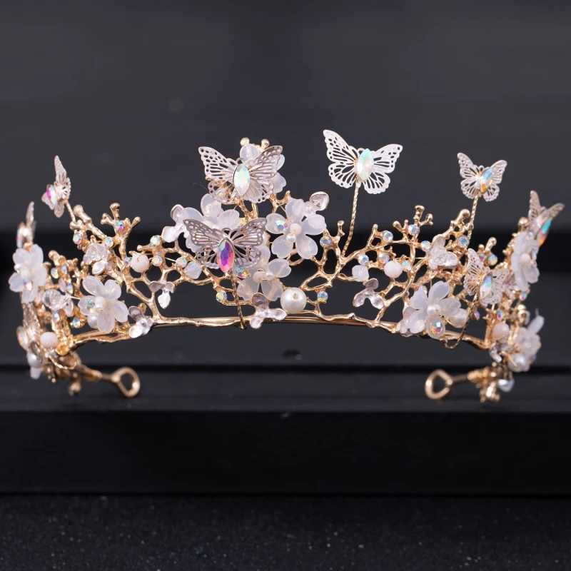 Baroque Pearl Rhinestone Crown Flower Butterfly Princess Tiara Headband Hairband Women Bridal Wedding Hair cessories Jewelry L250928IIWV