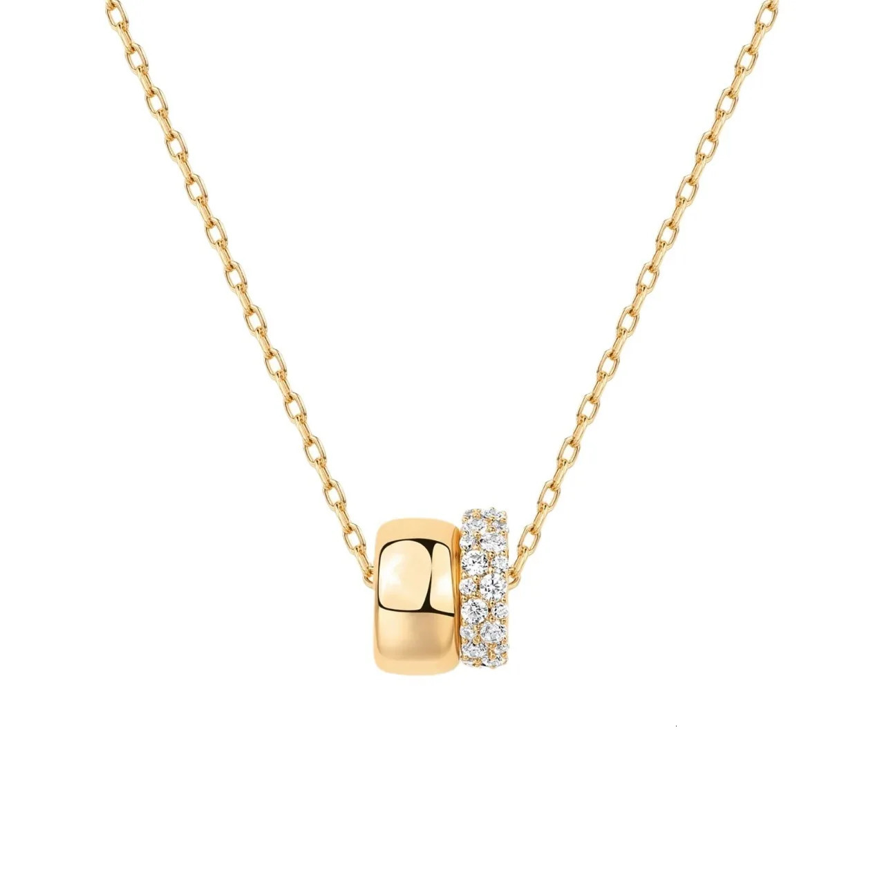 Eavva Women 14K Gold Plated Cubic Zirconia Rondelle Pendant Necklace Lady Girls TwoToned Dainty Trendy Necklaces 250928