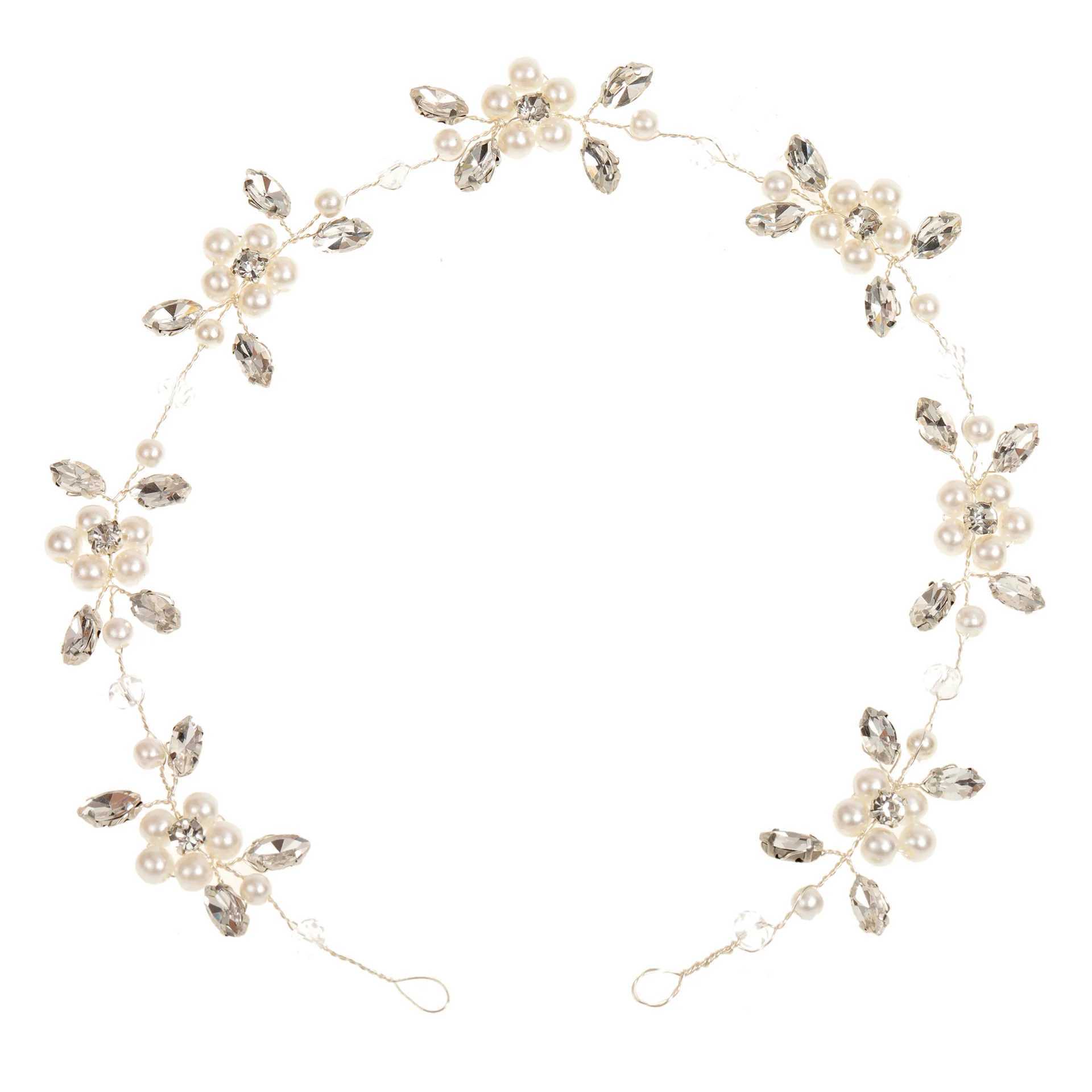 Women Leaf Bride Hair Vine Pearl Wedding Flower Headband Crystal Beads Bridesmaid Headdress Bridal Headpiece Hair Jewelry L2509282KRO