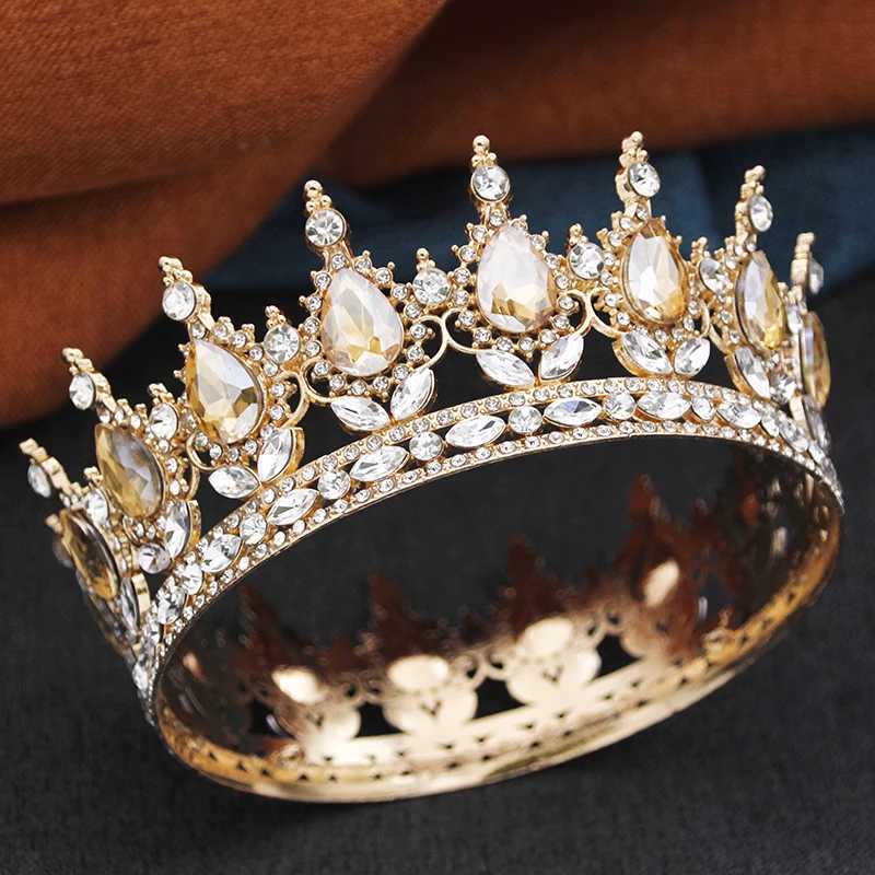 Gorgeous Crystal Wedding Crown Royal Queen King AB Tiaras and Crowns Bridal Diadem Party Prom Bride Headdress Jewelry L25092811ON