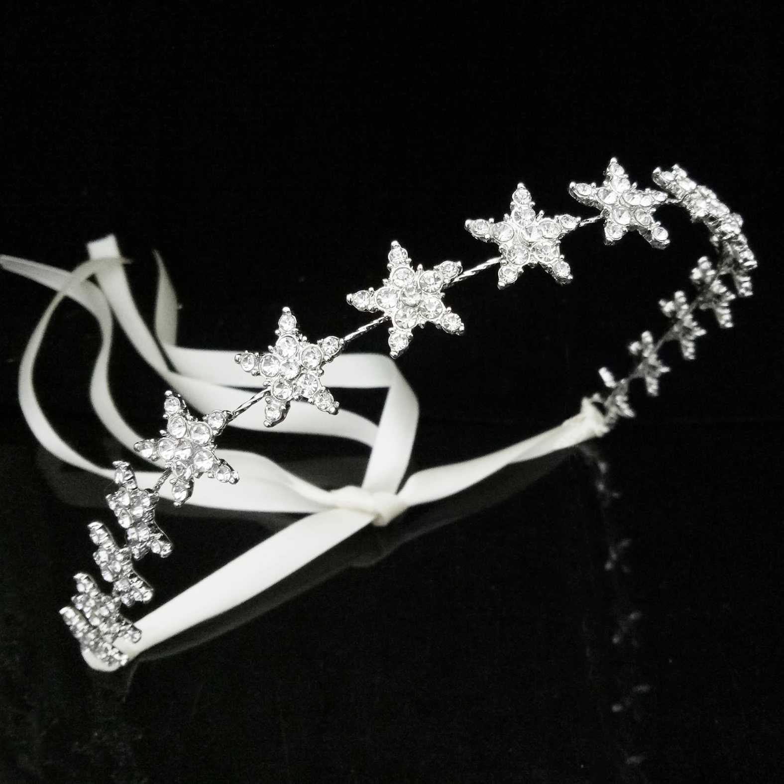 Crystal Star Tiara Crown Wedding Bridal Rhinestones Crown Headband Bride Headdress Headpiece Women Girl Hair Jewelry cessories L250928CFWV