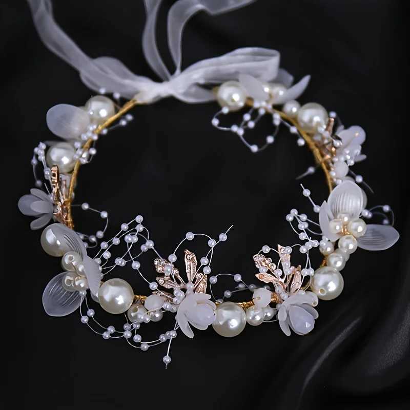 Pearl Flower Headband Bridal headdress Wedding Crown Fashion The wreath brelet Band Tiaras Crystal Headpiece Hair Jewelrys L250928HXEV