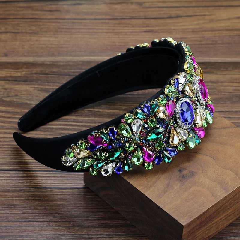 Wide Gorgeous Colorful Crystal Headbands Shiny Diamante Baroque Hairbands For Women Wedding Fashion Hair Jewelry L250928KNA7