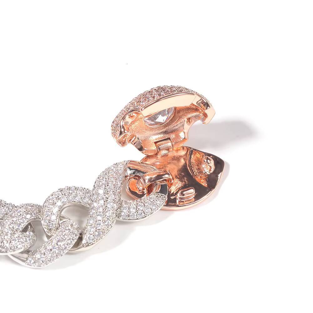 Hot Popular New Design Fashion Girls Moissanite Jewelry Iced Out 925Silver Chain 1016mm Necklace Two Tone with Eye Clasp