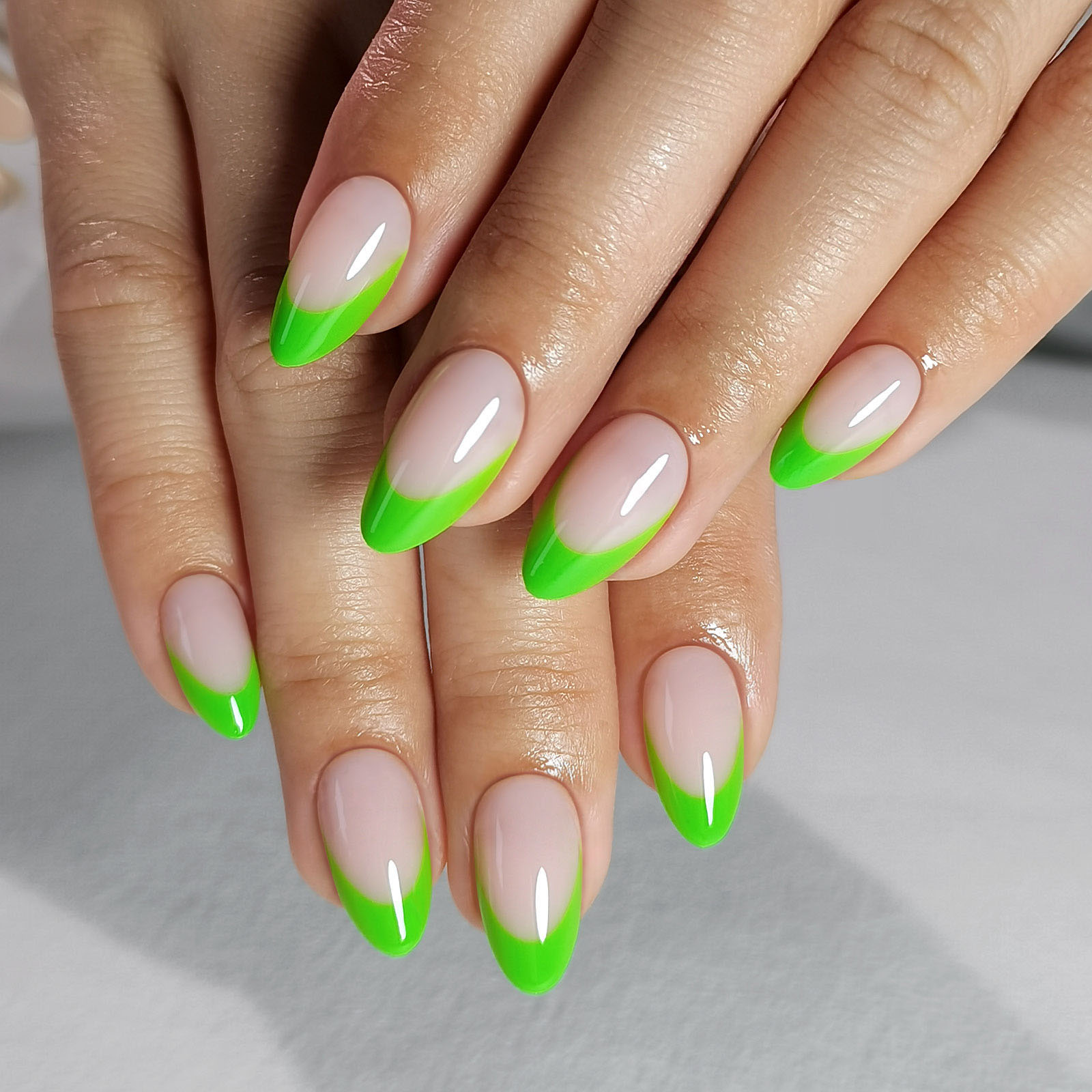 the lemon green french edge press type artificial nail soft gel wearable nail is specially designed for womens daily wear parties and banquets