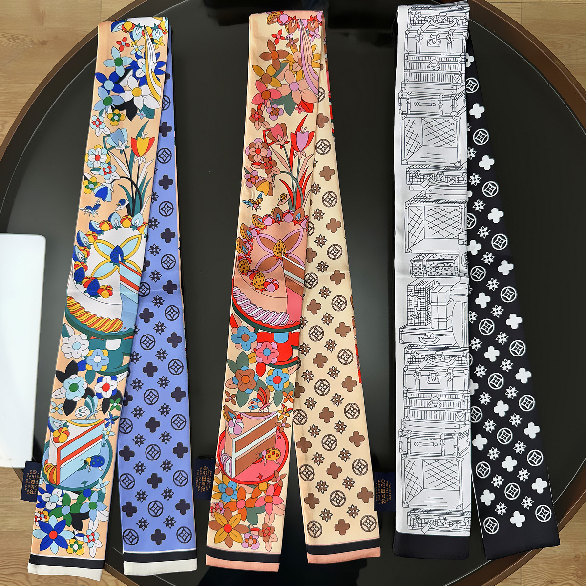 40style Twilly Scarf Designer for Women Fashion Handle Bag Scarves Paris Shoulder Tote Luggage Ribbon Head Wrap