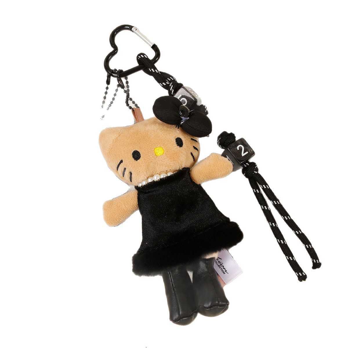 Black Leather Longlegged Bag Pendant Plush Doll Keychain Best Friend Gift H250928