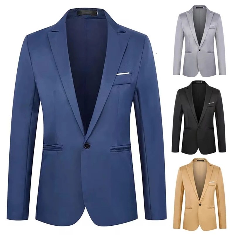 Mens Casual Business Trendy Suit Jacket Autumn Light Luxurious Slim Nonironing Antiwrinkle Solid Color Versatile 250214