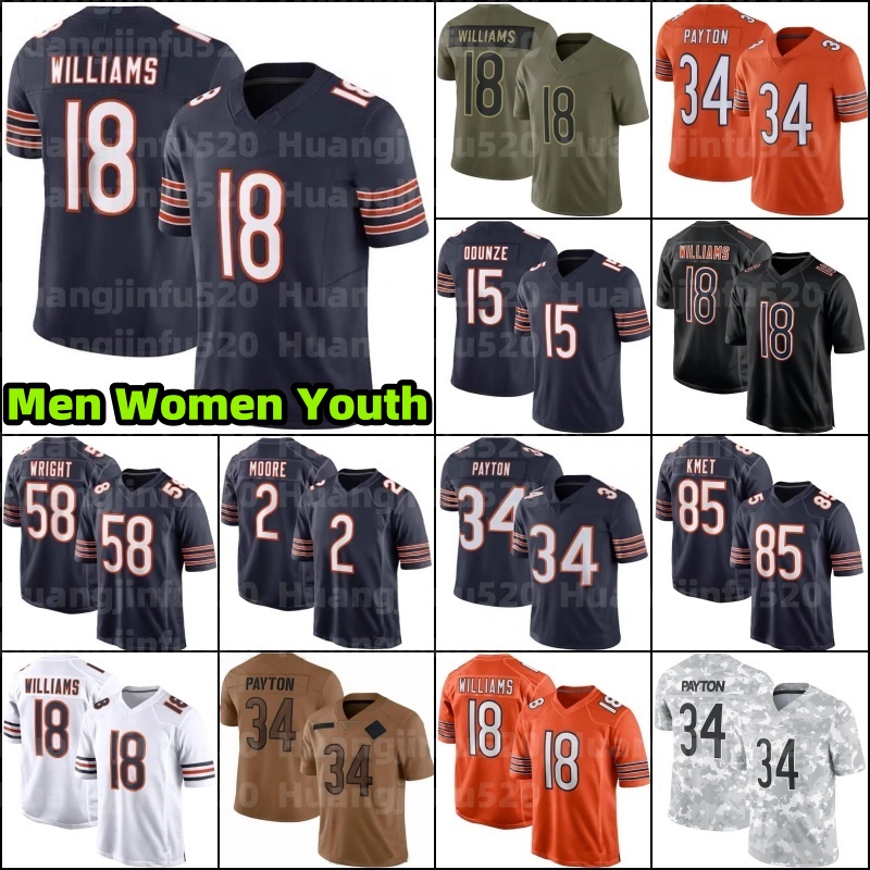 Caleb Williams Colston Loveland DJ Moore Football Jersey Rome Odunze Cole Kmet Swift Walter Payton Jaylon Johnson Tory Taylor Brisker Hester Ditka Luther Burden III