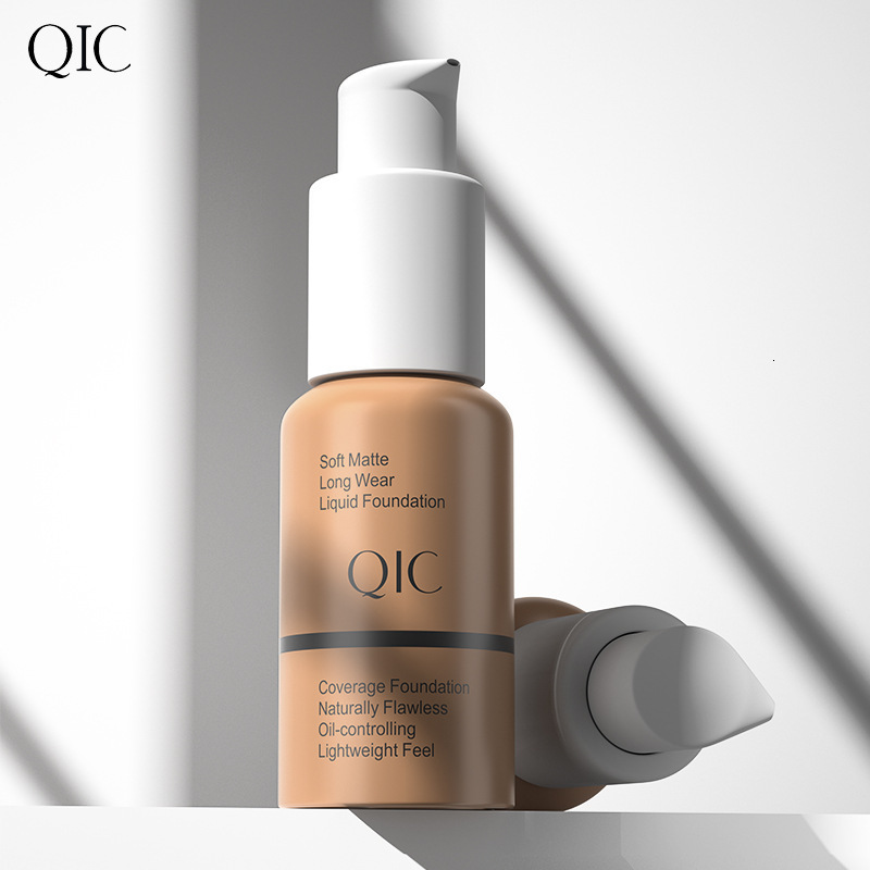 QIC Liquid Foundation Beauty Concealer Waterproof Invisible Pore Liquid Foundation Brighten Waterproof Full Coverage Professional Matte Base Make Up 2
