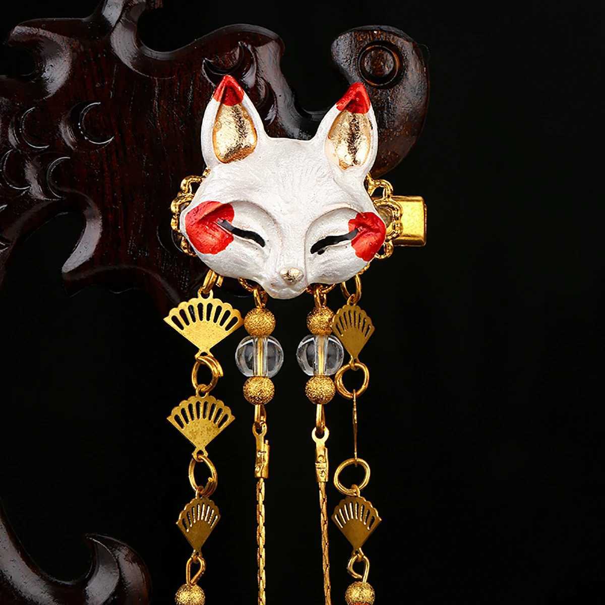 Anime Japanese Fox Hair Headdress for Women Kawaii Tassel Step Shake Hairpin Cosplay Props Girl Clothing cessories L250928PDD6