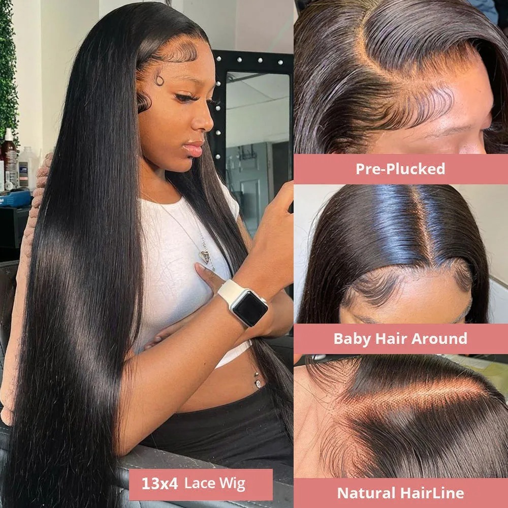 250 300 Density 13x4 13x6 Bone Straight HD Transparent Lace Front Human Hair Wig 30 40 Inch Pre Plucked Lace Frontal Wigs Synthetic