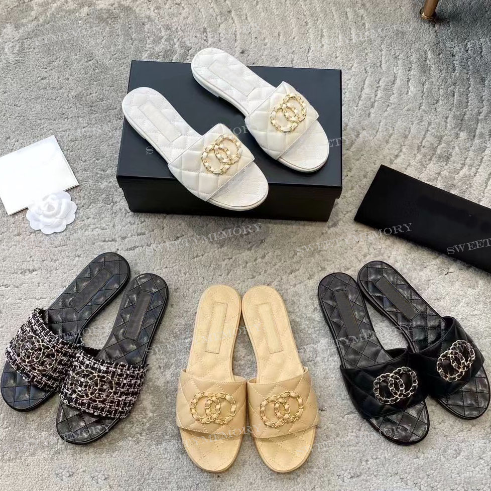 Designer sandals Slippers Women Summer Beach luxury sandals Leather sandals High Quality Luxury Slides black white sandals Holiday sandals
