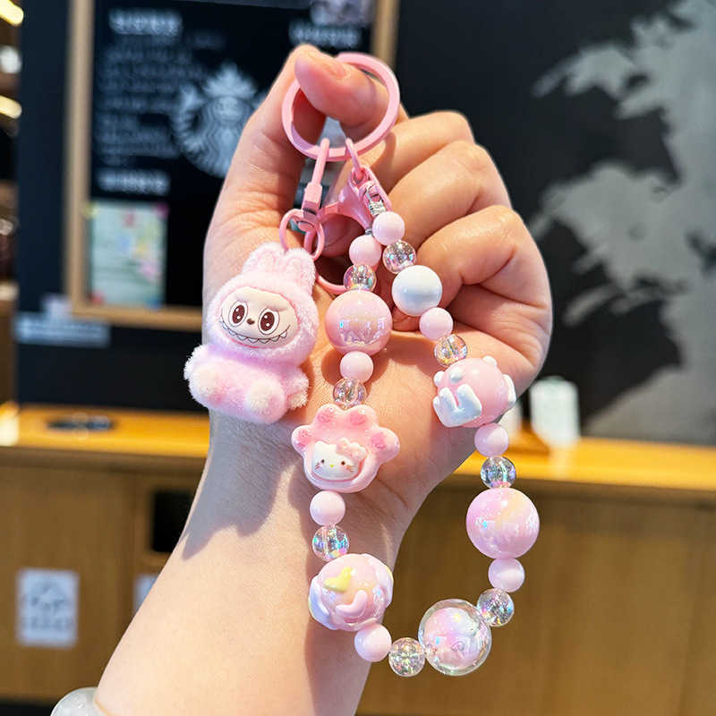 Creative Doll Beaded Chain Keychain for Women Backpack Pendant Couple Car Keychain Gift H250928