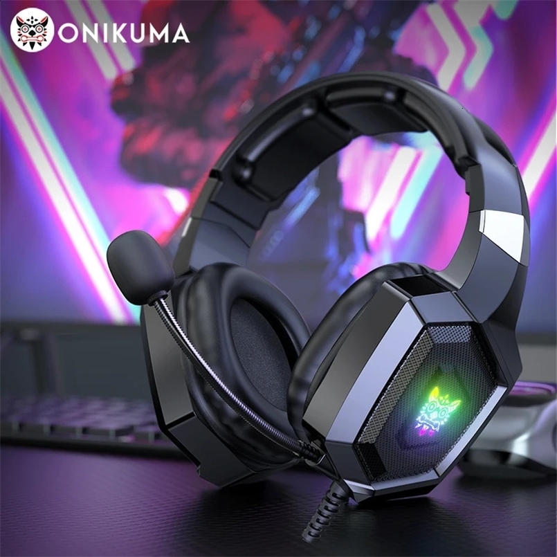 ONIKUMA K8 Gaming Headphones with Flexible HD Mic RGB Light Surround Sound OverEar Wired Headset Gamer for PC Xbox 241116