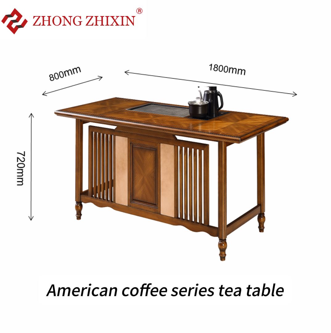 Zhongzhixin Designer Solid Wood tea table Luxury American Dining Table Set, Rectangular Coffee Table for Dining Room, Dark Brown