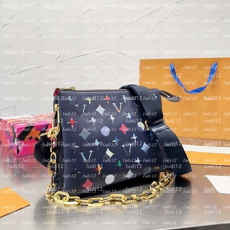 new Top quality coussin bag Womens crossbody shoulder bag Original designer handbag mirror quality leather chain bags expensive tote colour messenger envelope Bag