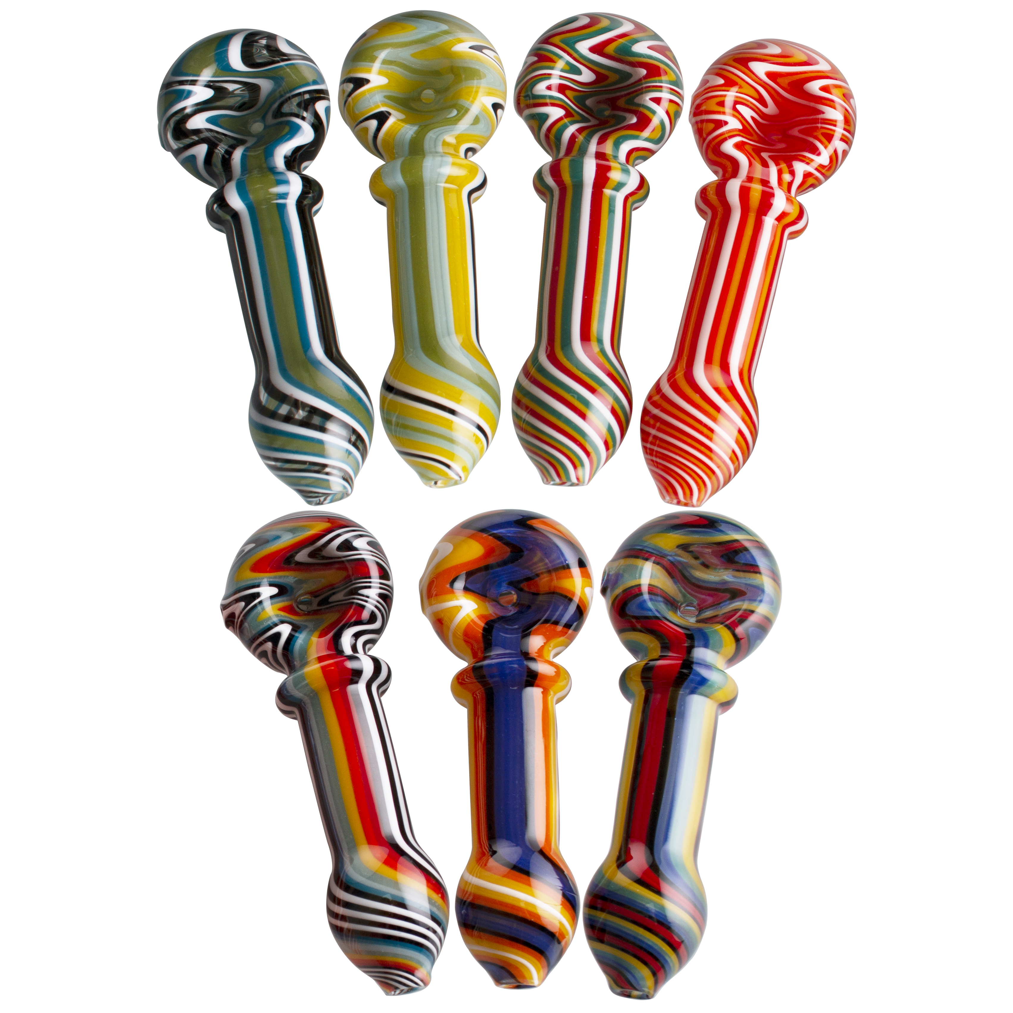 Glass Spoon Pipe Color Stripes Smoking Hand Pipe 4.41inch Water Pipes for Dry Herb Tobacco YD2681
