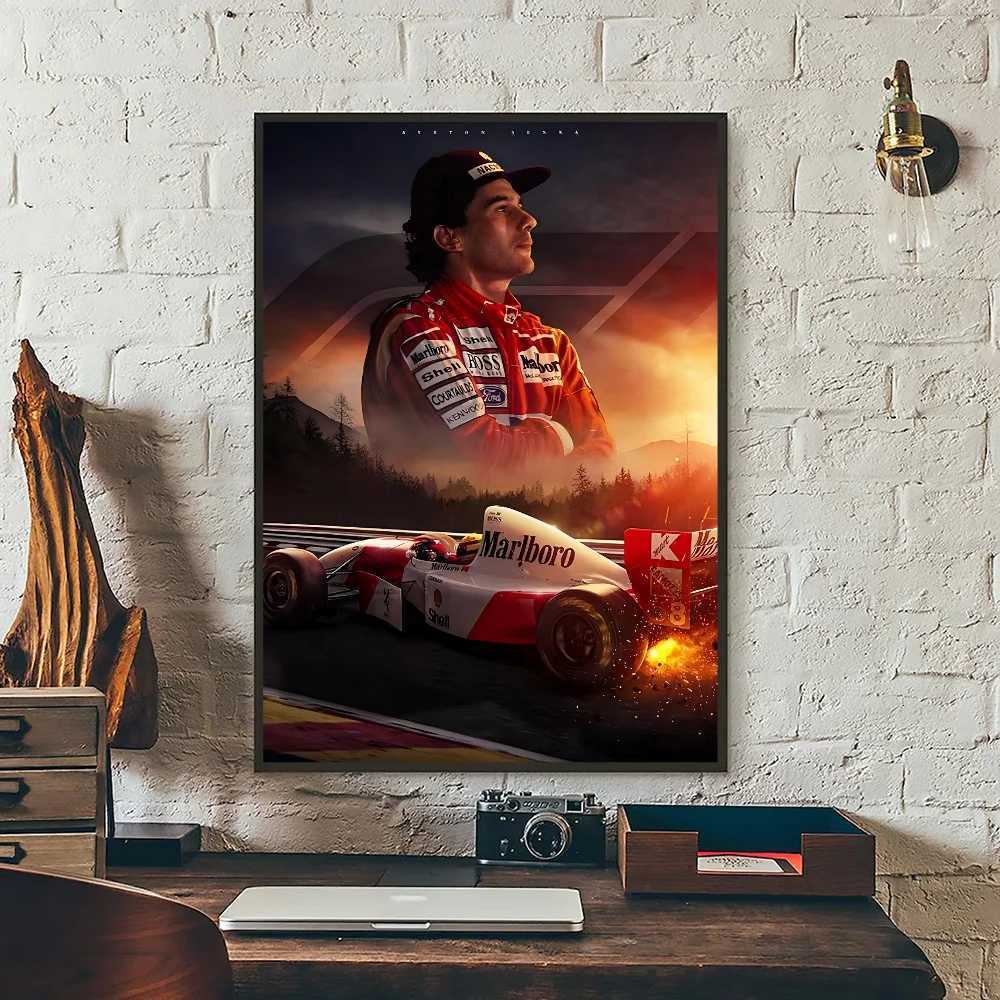 F1 Ayrton Tacing Driver Senna Classic Vintage Posters Vintage Room Home Bar Cafe Decor Nordic Home Decor D250928