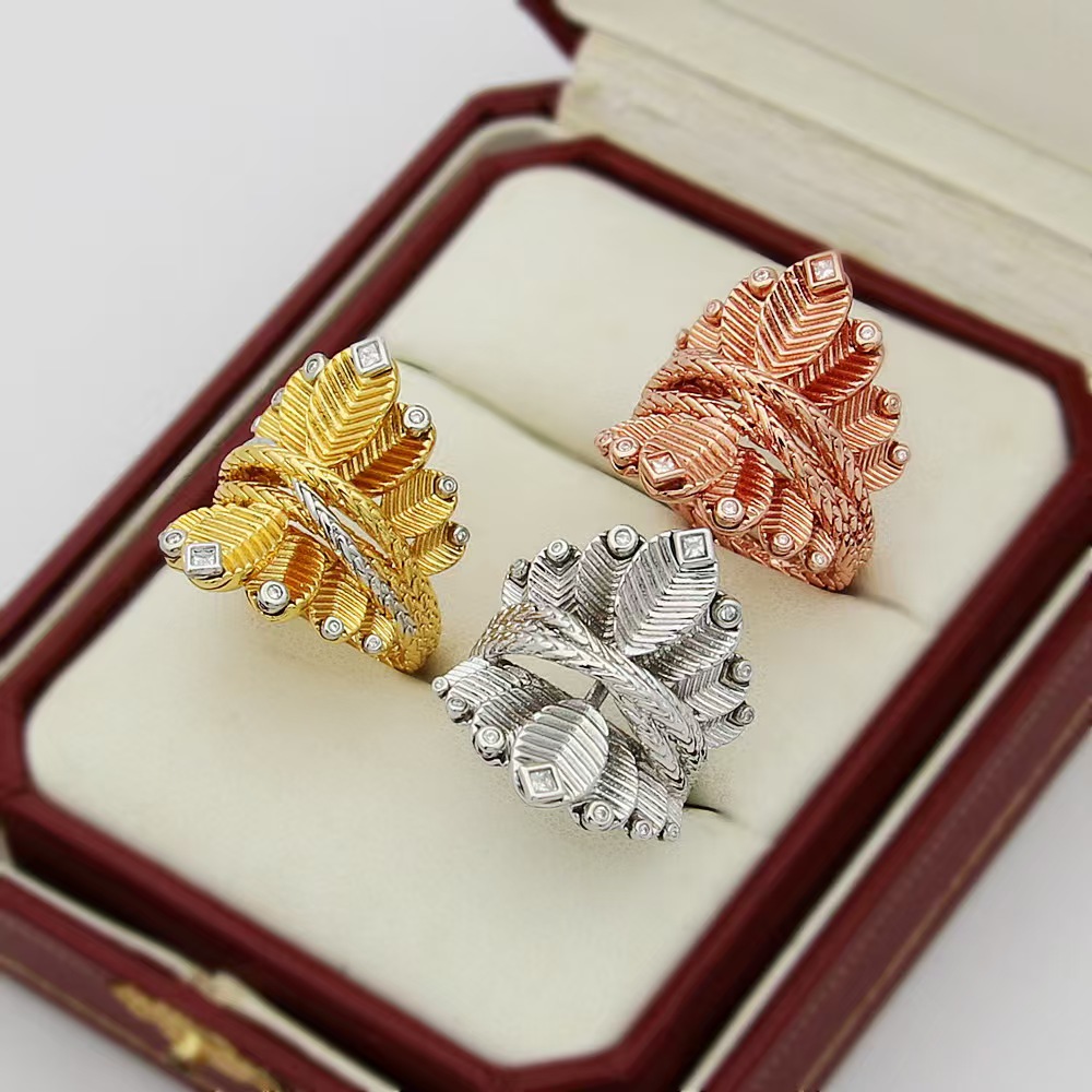 Couple engagement ring brand Love ring Classic coffee bean leaf pairing ring High quality 18k gold designer jewelry for women