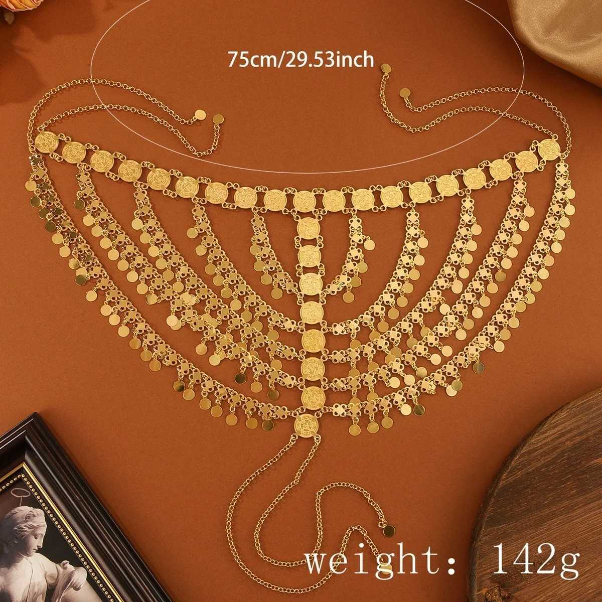 Arab Head Jewelry Golded Alloy Coin Tassel Head Chain Headband For Women Bridal Headdress Wedding cessories L25092880QT