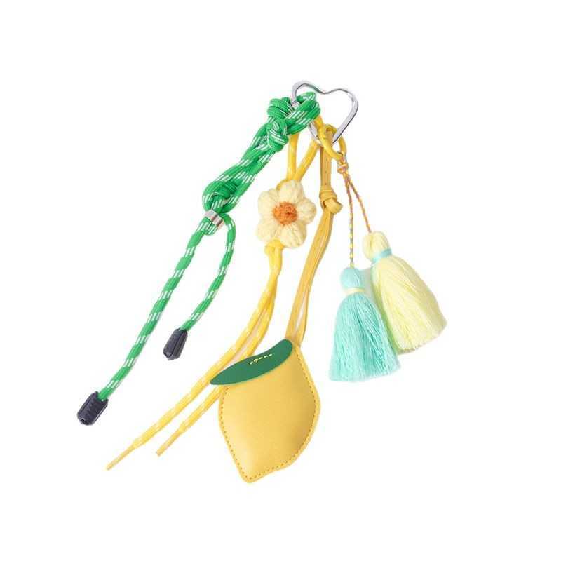Pu Leather Lemon Fruit Pendant Keychain Creative Small Woven Minimalist Bag Pendant H250928