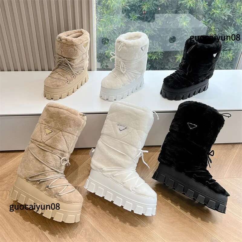 gabardine apres-ski boots Designer Blow padded Ski Boots Cold Weather Shoes Men Women Winter Warm Quilted Nylon Ankle Snow Boot Fashion Eiderdown AA