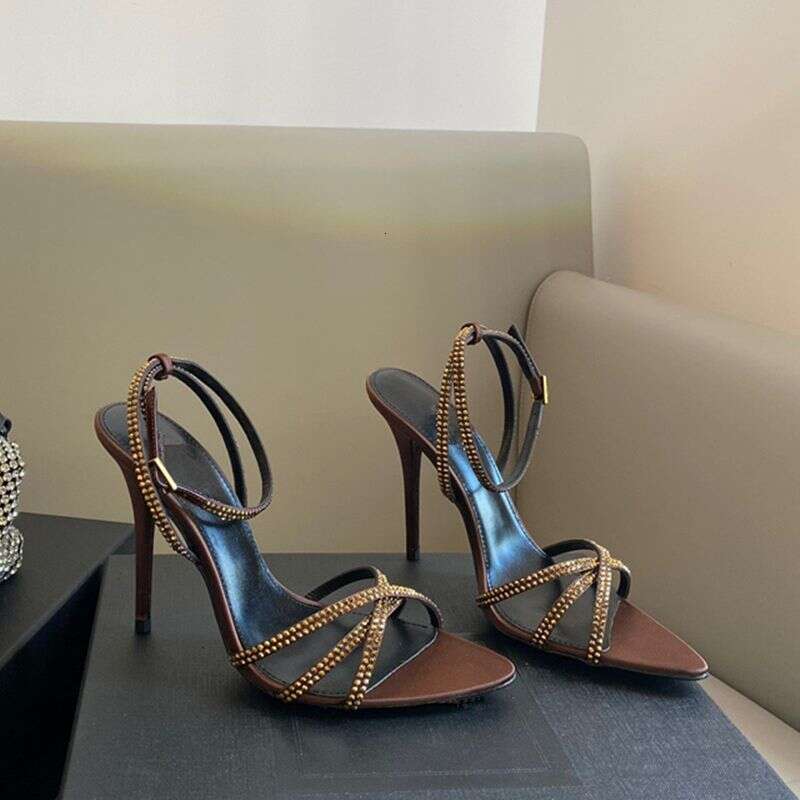 2025 New Fashionable Super Fairy Style Sexy Rhinestone Thin Designer Shoe Strap High heel Sandals for Going Out