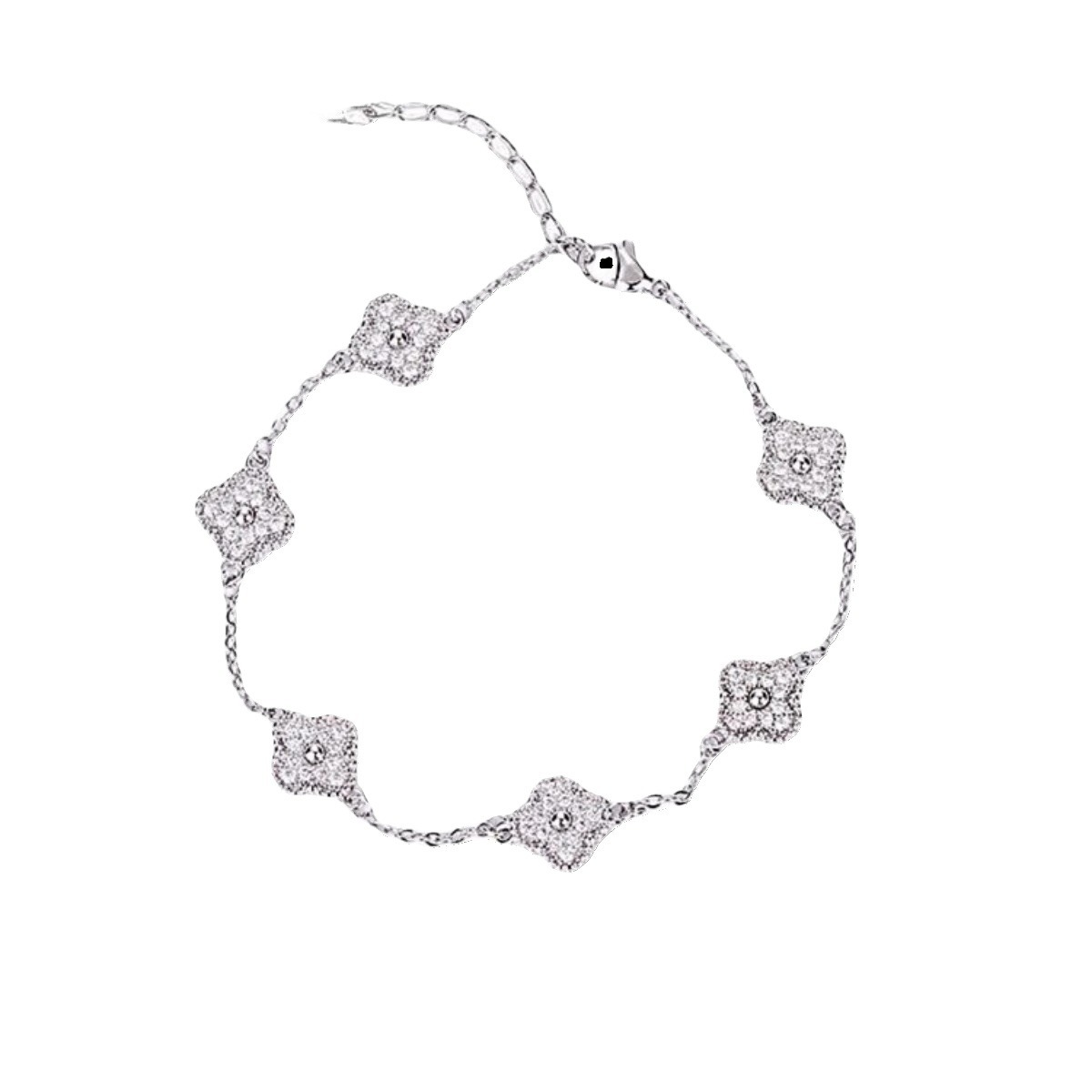 Silver - Toned Bracelet With Crystal - Encrusted Flower Charms Delicate Daily & Elegant Jewelry Gift For Her Romantic And Stylish Accessory