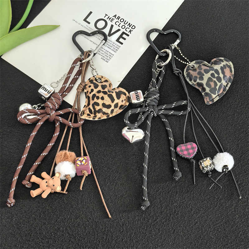 Butterfly Knot Mini Bag Accessories Keychain Pendant Cotton Filled Leopard Print Leather Accessories H250928