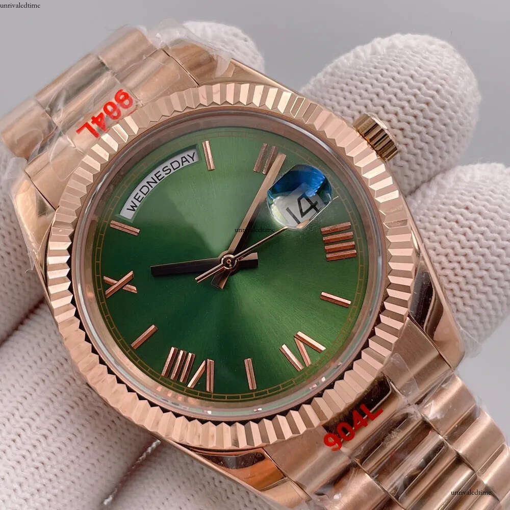 Classic Wristwatches: Elegant Automatic Mechanical 40mm Timepiece with Baton Markers, Sapphire Crystal, and Gold-Tone President Bracelet - Ideal White Dial