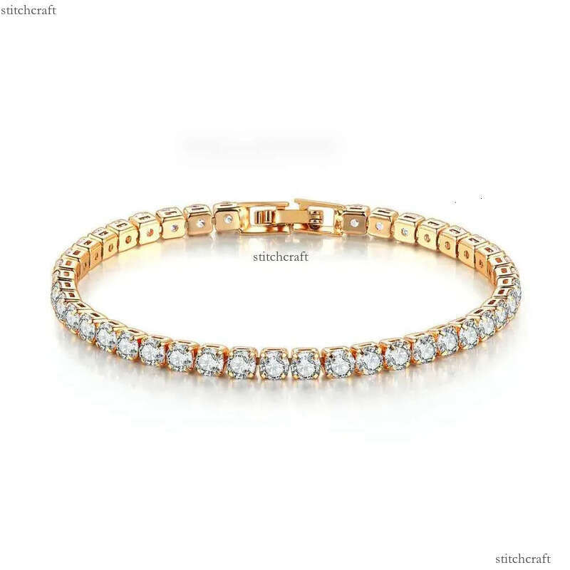 Tennis chain fashion designer VVS zircon women's bracelet, men's blue jade powder Mosonite Sier gold plated jewelry dia single row hip hop 4