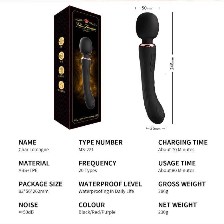 Girlspower DualHead Rechargeable AV Wand Vibrating Female SelfPleasure Device for GSpot Clitoral Stimulation Adult Novel