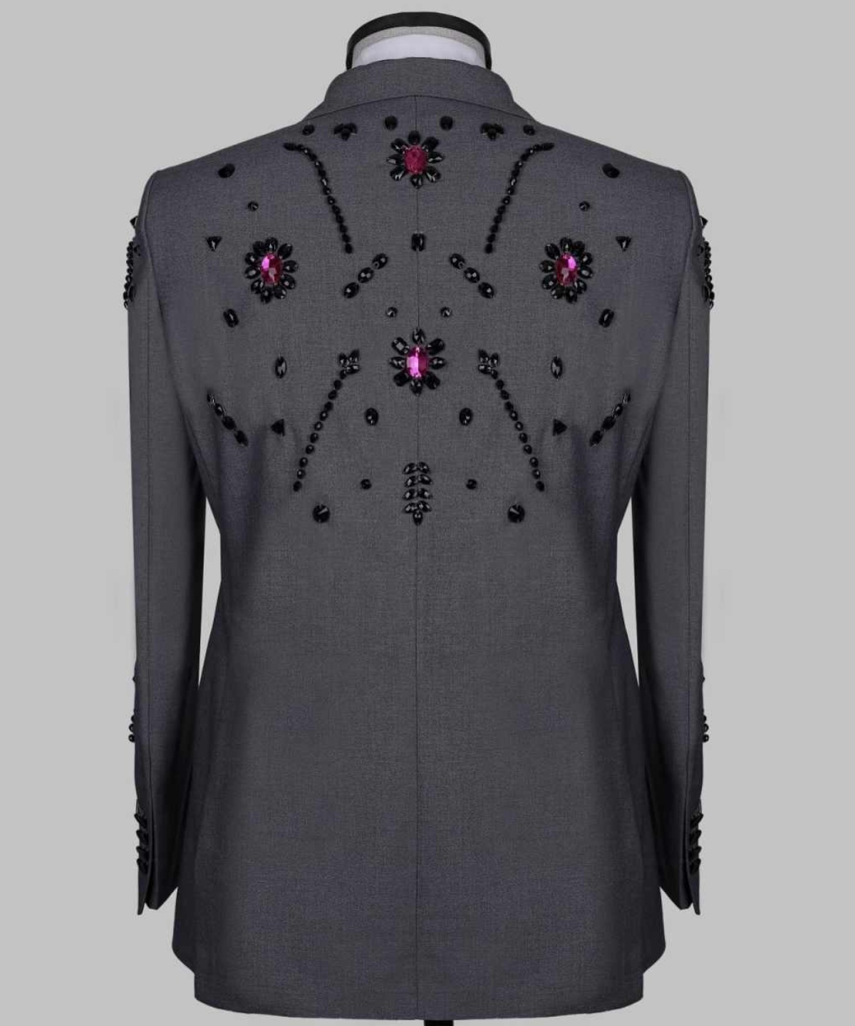 Exquisite Wedding Groom Tuxedos 1 Piece Jacket Handmade Beading Crystal Slim Fit Men's Suits Blazers Party Special Occasions Customized