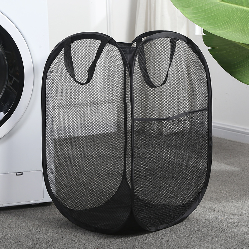 Household Mesh Laundry Basket Laundry Hamper Foldable Dirty Clothes Storage Baskets Large Capacity Organization
