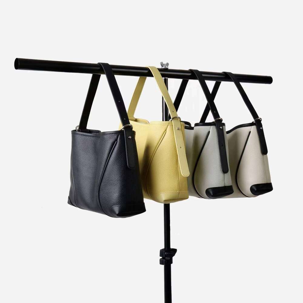 Luxury bag genuine leather handbag first layer soft cowhide bucket versatile simple shoulder contrasting color messenger
