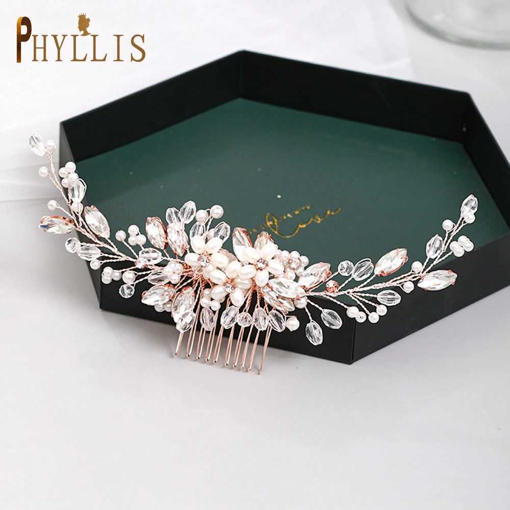 A33 Pearl Wedding Comb Head Jewelry Bride Hair Clips Floral Headpiece Crystal Women Tiaras Rhinestone Bridal Hair cessories L250928MP9Y