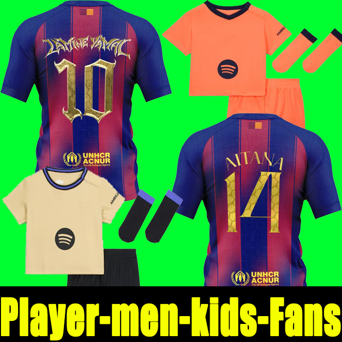 25 LAMINE YAMAL PEDRI GAVI Soccer Jersey LEWANDOWSKI FERRAN Camiseta De Football Shirt AUBA JOAO CANCELO F. DE JONG ANSU FATI Football JOAO kids player S-4X