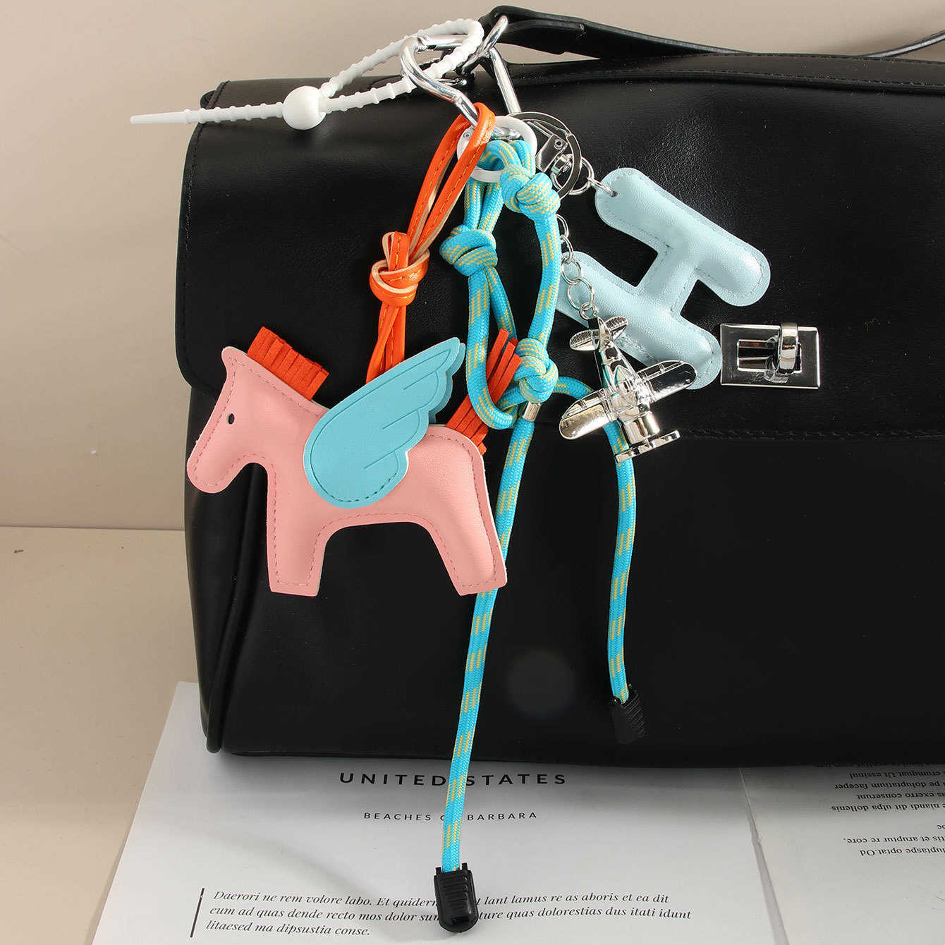 Little Pegasus Bag Pendant Airplane Keychain Strap Leather Bag Pendant Leather Pendant Decoration H250928