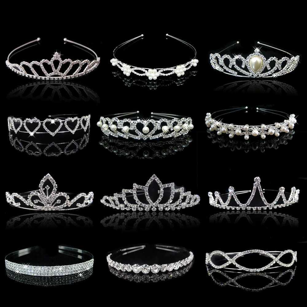 20 Style Kid Cute Princess Tiaras and Crowns Crystal Headband Bridal Crown Wedding Party cessories Girls Fashion Hair Jewelry L2509287ZLM