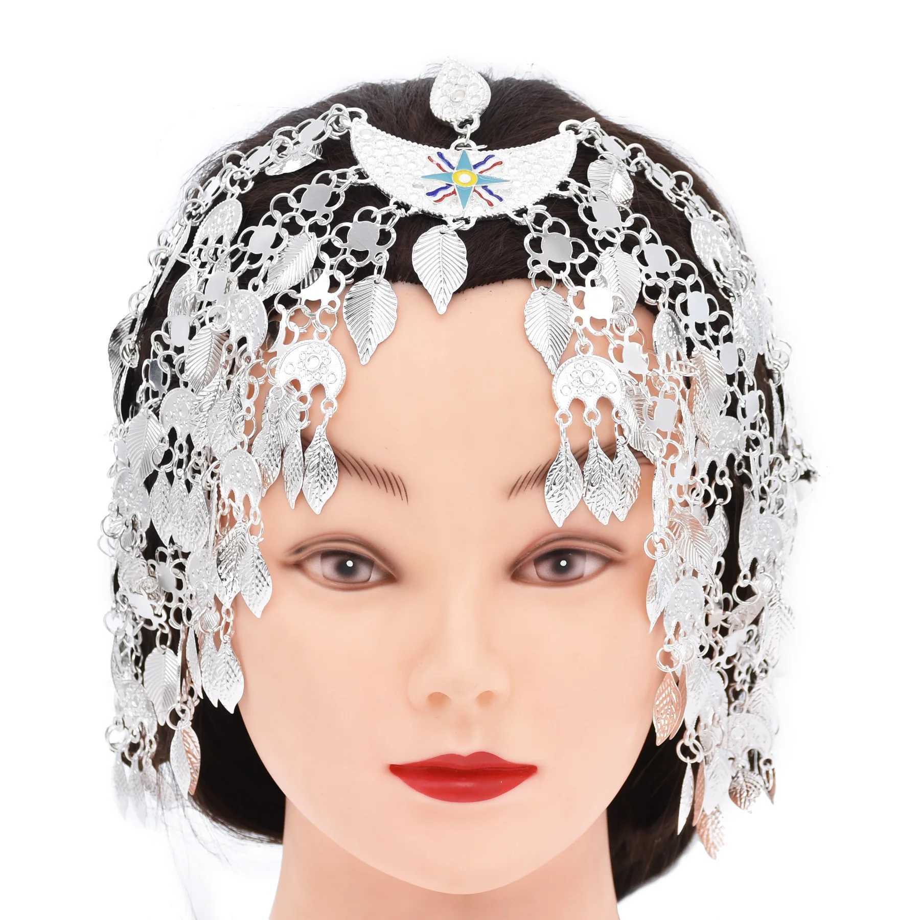 Silver Plated Leaf Tassel Ethnic Headpiece Hair cessories Classic Afghan Turkey Semitic Assyrian Flag Womens Hair Jewelry L250928QEZG