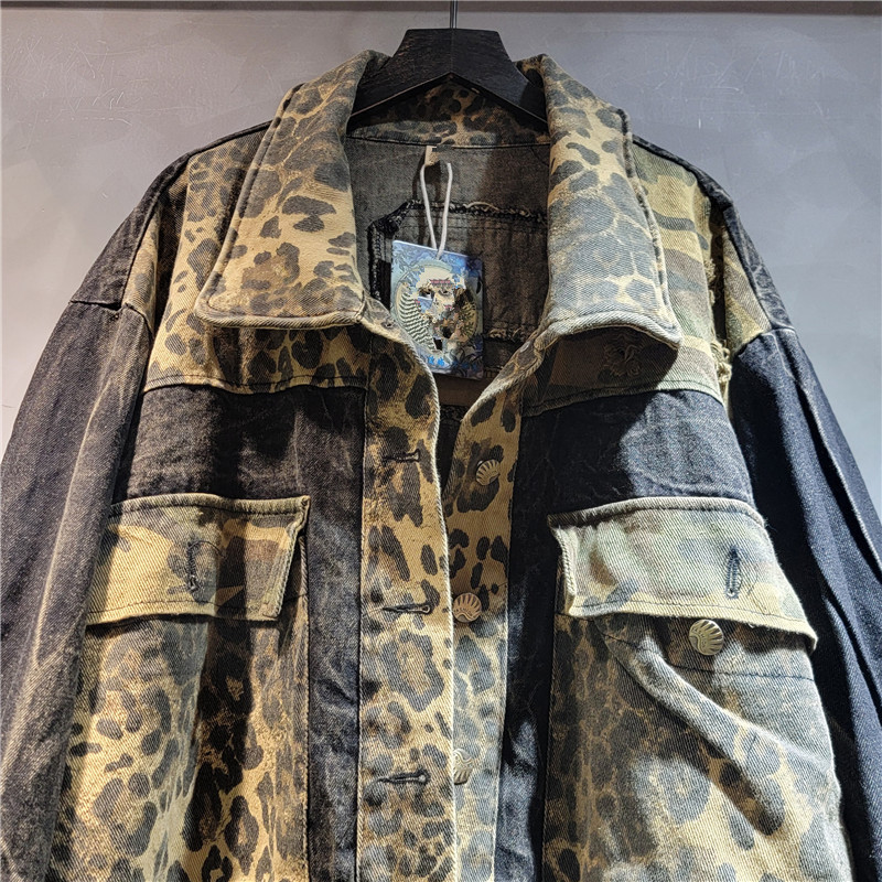 2025 New Designer Men's Retro Streetwear Jacket Outdoor Sports Luxury Leopard Print Camouflage Y2K Style Coat Hip-hop Fashion Youth Coat