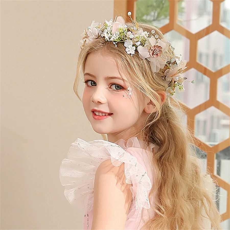 New Fashion Imitated Pearl Crowns Girls Bridal Wedding Headband Floral Flower Headband for Girls Adult Bohemian Hair cessories L250928MQAY