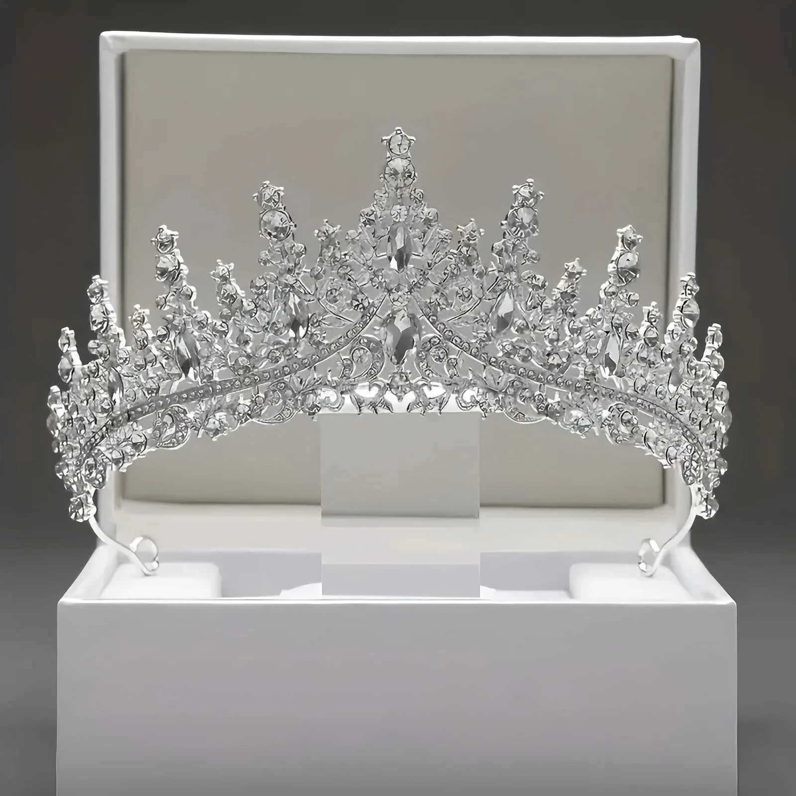 1pc Baroque Queen Crown Elegant Rhinestone Hairband Suitable for Wedding Parties Wearing Womens Hair cessories Gifts L25092814GV