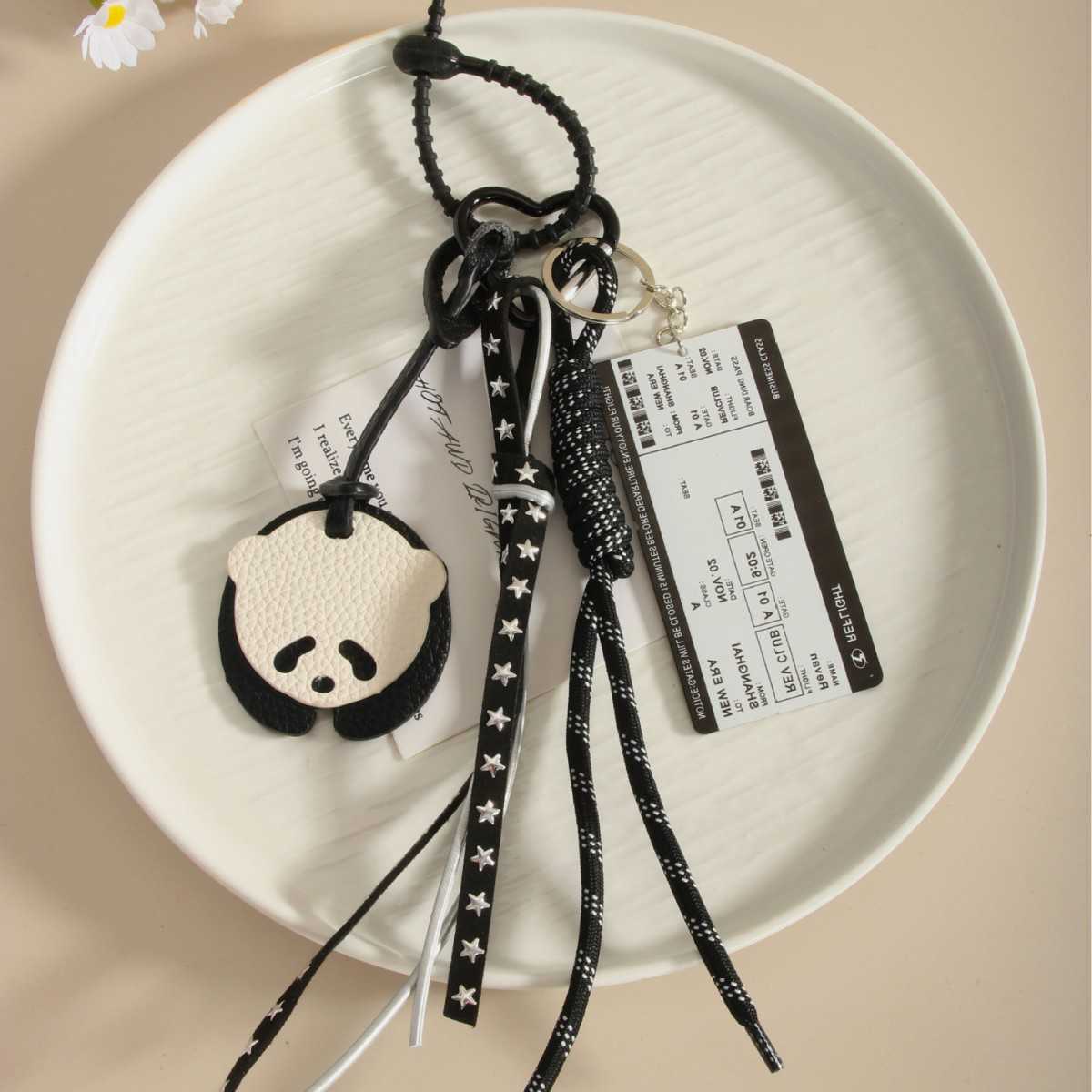 Pu Bag Boarding Pass Woven Bag Pendant Keychain H250928