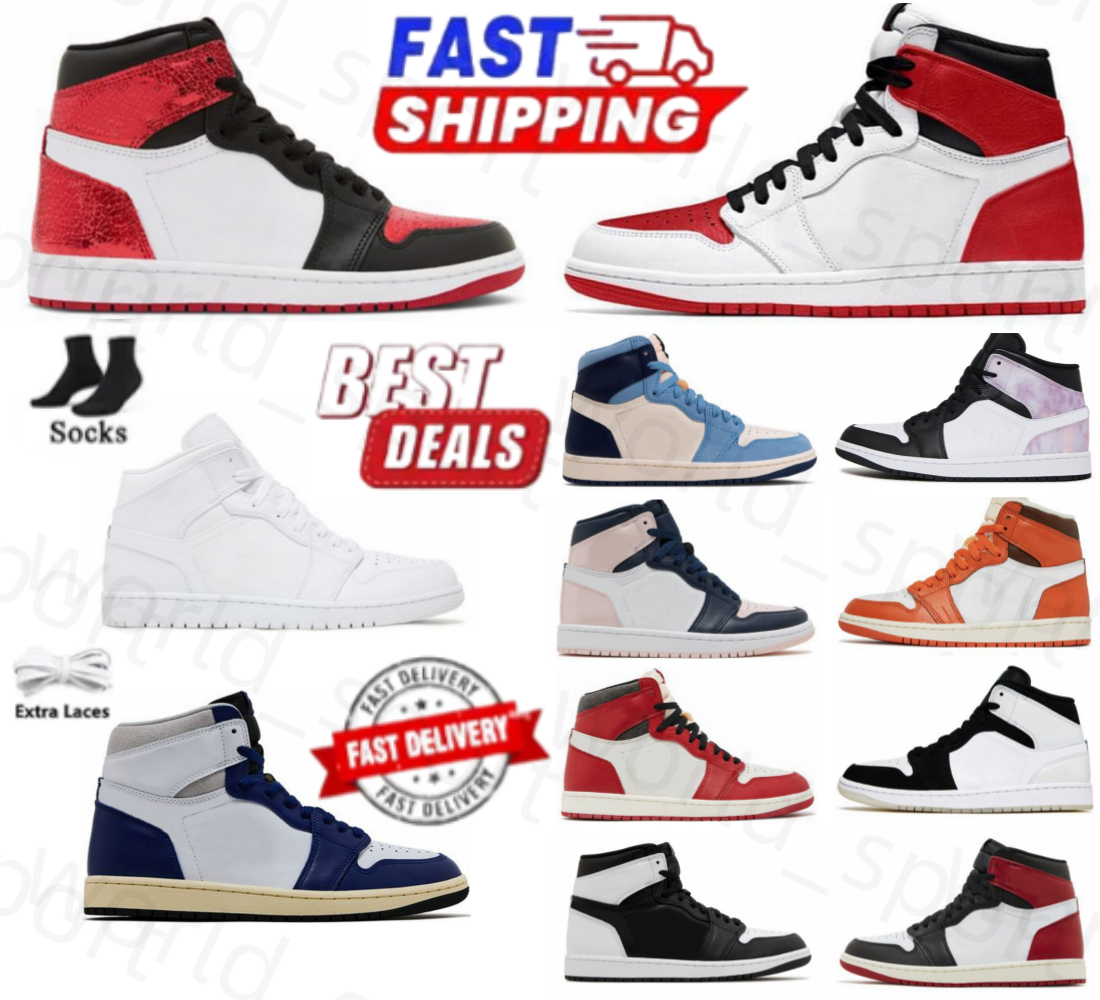 Designer shoe Men 1 Basketball Shoes 1S University Blue Leather Rubber Hyper Royal Dark Mocha UNC Smoke Grey AR Non Slip Women Outdoor Sports Sneakers Trainers 36-47