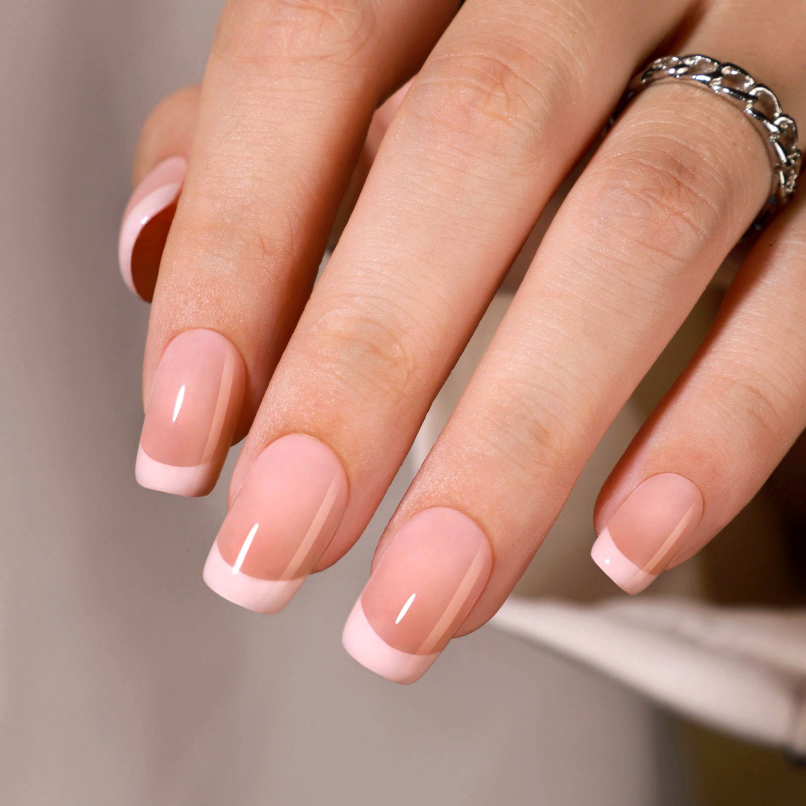 white french square pressons nails are suitable for all four seasons they are shiny and refreshing and are perfect for girls and women to wear in dail