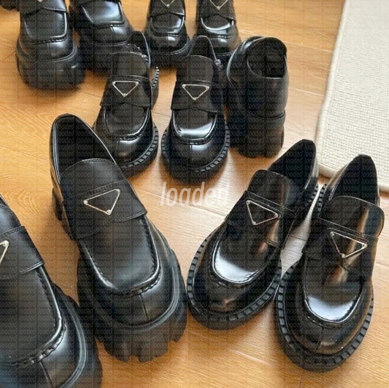 Loafers Designer shoes monolith leather Casual Shoes women loafer shoes Cowhide Sneakers Oxford Chunky Sneaker Matte lug sole platfrom shoes 35-43 2p